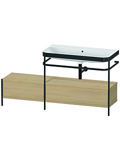 Duravit Happy D.2 Plus combinaison lavabo pour meuble HP4758N7171 160x49cm, avec console en métal, sans trou pour robinetterie, chêne méditerranéen