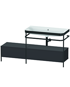 Duravit Happy D.2 Plus combinaison lavabo pour meuble HP4758N8080 160x49cm, avec console en métal, sans trou pour robinet, graphite super mat