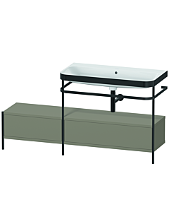 Duravit Happy D.2 Plus vanity washbasin combination HP4758N9292 160x49cm, with metal console, without tap hole, stone gray satin finish