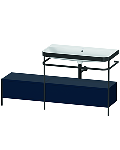 Duravit Happy D.2 Plus combinaison lavabo pour meuble HP4758N9898 160x49cm, avec console en métal, sans trou pour robinetterie, finition satinée bleu nuit