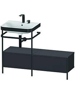 Duravit Happy D.2 Plus Möbelwaschtisch-Kombination HP4760E8080 120x49cm, mit Metallkonsole, 2 Hahnlöcher, graphit supermatt