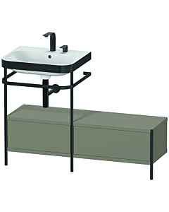 Duravit Happy D.2 Plus Möbelwaschtisch-Kombination HP4760E9292 120x49cm, mit Metallkonsole, 2 Hahnlöcher, steingrau seidenmatt