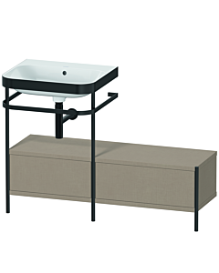 Duravit Happy D.2 Plus vanity washbasin combination HP4760N7575 120x49cm, with metal console, without tap hole, linen