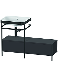 Duravit Happy D.2 Plus Möbelwaschtisch-Kombination HP4760N8080 120x49cm, mit Metallkonsole, ohne Hahnloch, graphit supermatt
