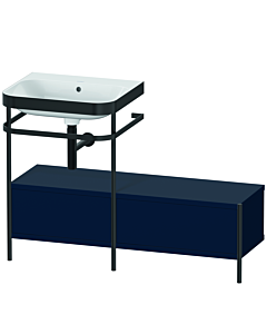 Duravit Happy D.2 Plus furniture washbasin combination HP4760N9898 120x49cm, with metal console, without tap hole, midnight blue satin finish