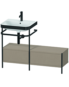 Duravit Happy D.2 Plus vanity washbasin combination HP4760O7575 120x49cm, with metal console, 2000 hole, linen