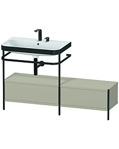 Duravit Happy D.2 Plus Möbelwaschtisch-Kombination HP4762E6060 140x49cm, mit Metallkonsole, 2 Hahnlöcher, taupe seidenmatt