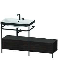 Duravit Happy D.2 Plus combinaison lavabo pour meuble HP4762E6969 140x49cm, avec console en métal, 2 trous pour robinetterie, noyer brossé