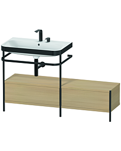 Duravit Happy D.2 Plus combinaison lavabo pour meuble HP4762E7171 140x49cm, avec console en métal, 2 trous pour robinetterie, chêne méditerranéen