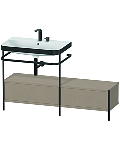 Duravit Happy D.2 Plus vanity washbasin combination HP4762E7575 140x49cm, with metal console, 2 tap holes, linen