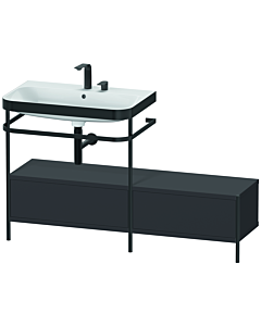 Duravit Happy D.2 Plus furniture washbasin combination HP4762E8080 140x49cm, with metal console, 2 tap holes, graphite super matt