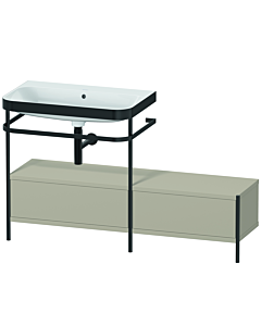 Duravit Happy D.2 Plus combinaison lavabo pour meuble HP4762N6060 140x49cm, avec console en métal, sans trou pour robinetterie, taupe satiné