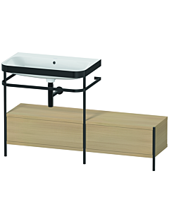 Duravit Happy D.2 Plus combinaison lavabo pour meuble HP4762N7171 140x49cm, avec console en métal, sans trou pour robinetterie, chêne méditerranéen