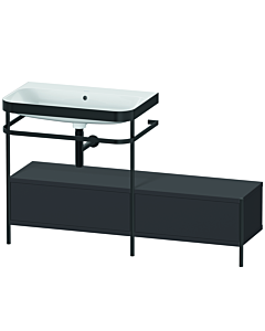 Duravit Happy D.2 Plus combinaison lavabo pour meuble HP4762N8080 140x49cm, avec console en métal, sans trou pour robinet, graphite super mat