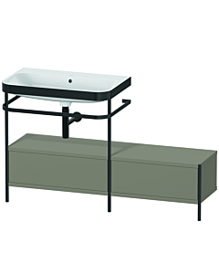 Duravit Happy D.2 Plus combinaison lavabo pour meuble HP4762N9292 140x49cm, avec console en métal, sans trou pour robinetterie, finition satinée gris pierre