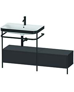 Duravit Happy D.2 Plus Möbelwaschtisch-Kombination HP4762O8080 140x49cm, mit Metallkonsole, 1 Hahnloch, graphit supermatt