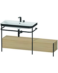 Duravit Happy D.2 Plus Möbelwaschtisch-Kombination HP4763E7171 160x49cm, mit Metallkonsole, 2 Hahnlöcher, mediterrane Eiche