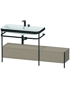 Duravit Happy D.2 Plus vanity washbasin combination HP4763E7575 160x49cm, with metal console, 2 tap holes, linen