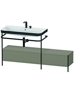 Duravit Happy D.2 Plus vanity washbasin combination HP4763E9292 160x49cm, with metal console, 2 tap holes, stone gray satin finish