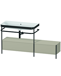 Duravit Happy D.2 Plus furniture washbasin combination HP4763N6060 160x49cm, with metal console, without tap hole, taupe satin finish