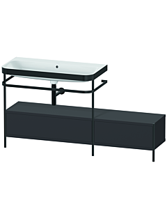 Duravit Happy D.2 Plus Möbelwaschtisch-Kombination HP4763N8080 160x49cm, mit Metallkonsole, ohne Hahnloch, graphit supermatt