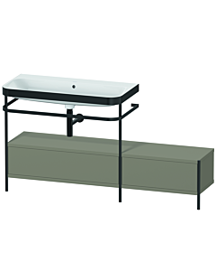 Duravit Happy D.2 Plus combinaison lavabo sur meuble HP4763N9292 160x49cm, avec console en métal, sans trou pour robinetterie, finition satinée gris pierre