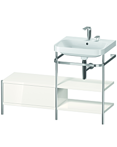Duravit Happy D.2 Plus combinaison lavabo sur meuble HP4845E2222 120 x 49 cm, 2 trous pour robinetterie, blanc brillant, avec console en métal