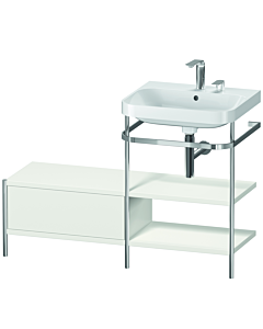Duravit Happy D.2 Plus vanity washbasin combination HP4845E3939 120 x 49 cm, 2 tap holes, nordic white satin finish, with metal console