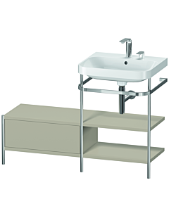 Duravit Happy D.2 Plus Möbelwaschtisch-Kombination HP4845E6060 120 x 49 cm, 2 Hahnlöcher, taupe seidenmatt, mit Metallkonsole