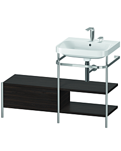 Duravit Happy D.2 Plus vanity washbasin combination HP4845E6969 120 x 49 cm, 2 tap holes, brushed walnut, with metal console