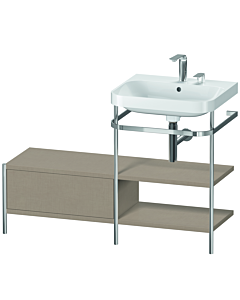 Duravit Happy D.2 Plus vanity washbasin combination HP4845E7575 120 x 49 cm, 2 tap holes, linen, with metal console