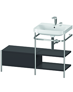 Duravit Happy D.2 Plus Möbelwaschtisch-Kombination HP4845E8080 120 x 49 cm, 2 Hahnlöcher, graphit supermatt, mit Metallkonsole