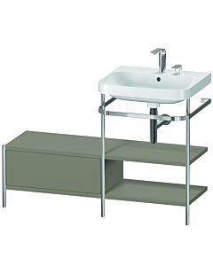 Duravit Happy D.2 Plus furniture washbasin combination HP4845E9292 120 x 49 cm, 2 tap holes, stone gray satin finish, with metal console