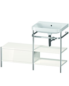 Duravit Happy D.2 Plus combinaison lavabo pour meuble HP4845N2222 120 x 49 cm, sans trou pour robinetterie, blanc brillant, avec console en métal