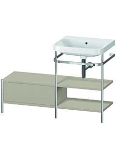 Duravit Happy D.2 Plus combinaison lavabo pour meuble HP4845N6060 120 x 49 cm, sans trou pour robinet, taupe satiné, avec console en métal