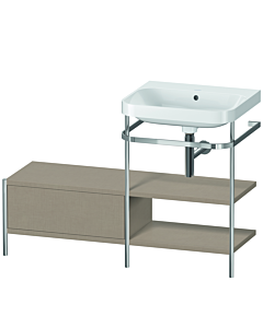 Duravit Happy D.2 Plus vanity washbasin combination HP4845N7575 120 x 49 cm, without tap hole, linen, with metal console