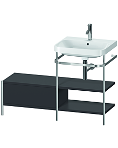 Duravit Happy D.2 Plus furniture washbasin combination HP4845O8080 120 x 49 cm, 2000 tap hole, graphite super matt, with metal console
