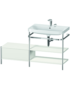 Duravit Happy D.2 Plus Möbelwaschtisch-Kombination HP4847E3939 140 x 49 cm, 2 Hahnlöcher, nordic weiß seidenmatt, mit Metallkonsole