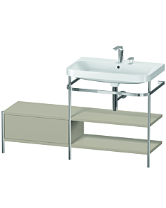 Duravit Happy D.2 Plus Möbelwaschtisch-Kombination HP4847E6060 140 x 49 cm, 2 Hahnlöcher, taupe seidenmatt, mit Metallkonsole
