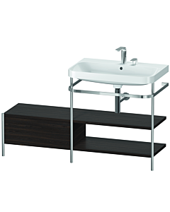 Duravit Happy D.2 Plus vanity washbasin combination HP4847E6969 140 x 49 cm, 2 tap holes, brushed walnut, with metal console