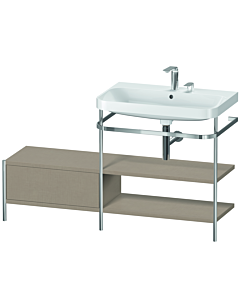 Duravit Happy D.2 Plus Möbelwaschtisch-Kombination HP4847E7575 140 x 49 cm, 2 Hahnlöcher, leinen, mit Metallkonsole