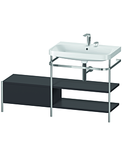 Duravit Happy D.2 Plus Möbelwaschtisch-Kombination HP4847E8080 140 x 49 cm, 2 Hahnlöcher, graphit supermatt, mit Metallkonsole