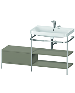 Duravit Happy D.2 Plus furniture washbasin combination HP4847E9292 140 x 49 cm, 2 tap holes, stone gray satin finish, with metal console