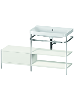 Duravit Happy D.2 Plus furniture washbasin combination HP4847N3939 140 x 49 cm, without tap hole, nordic white satin finish, with metal console