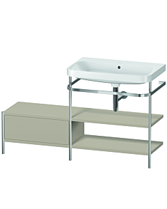 Duravit Happy D.2 Plus furniture washbasin combination HP4847N6060 140 x 49 cm, without tap hole, taupe satin finish, with metal console