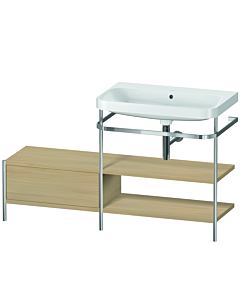 Duravit Happy D.2 Plus Möbelwaschtisch-Kombination HP4847N7171 140 x 49 cm, ohne Hahnloch, mediterrane Eiche, mit Metallkonsole