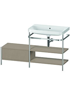 Duravit Happy D.2 Plus combinaison lavabo sur meuble HP4847N7575 140 x 49 cm, sans trou pour robinetterie, lin, avec console en métal