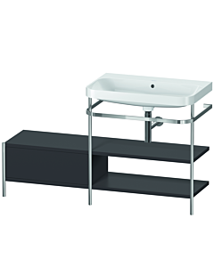 Duravit Happy D.2 Plus Möbelwaschtisch-Kombination HP4847N8080 140 x 49 cm, ohne Hahnloch, graphit supermatt, mit Metallkonsole
