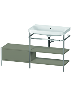 Duravit Happy D.2 Plus Möbelwaschtisch-Kombination HP4847N9292 140 x 49 cm, ohne Hahnloch, steingrau seidenmatt, mit Metallkonsole