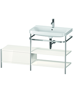 Duravit Happy D.2 Plus Möbelwaschtisch-Kombination HP4847O2222 140 x 49 cm, 1 Hahnloch, weiß hochglanz, mit Metallkonsole